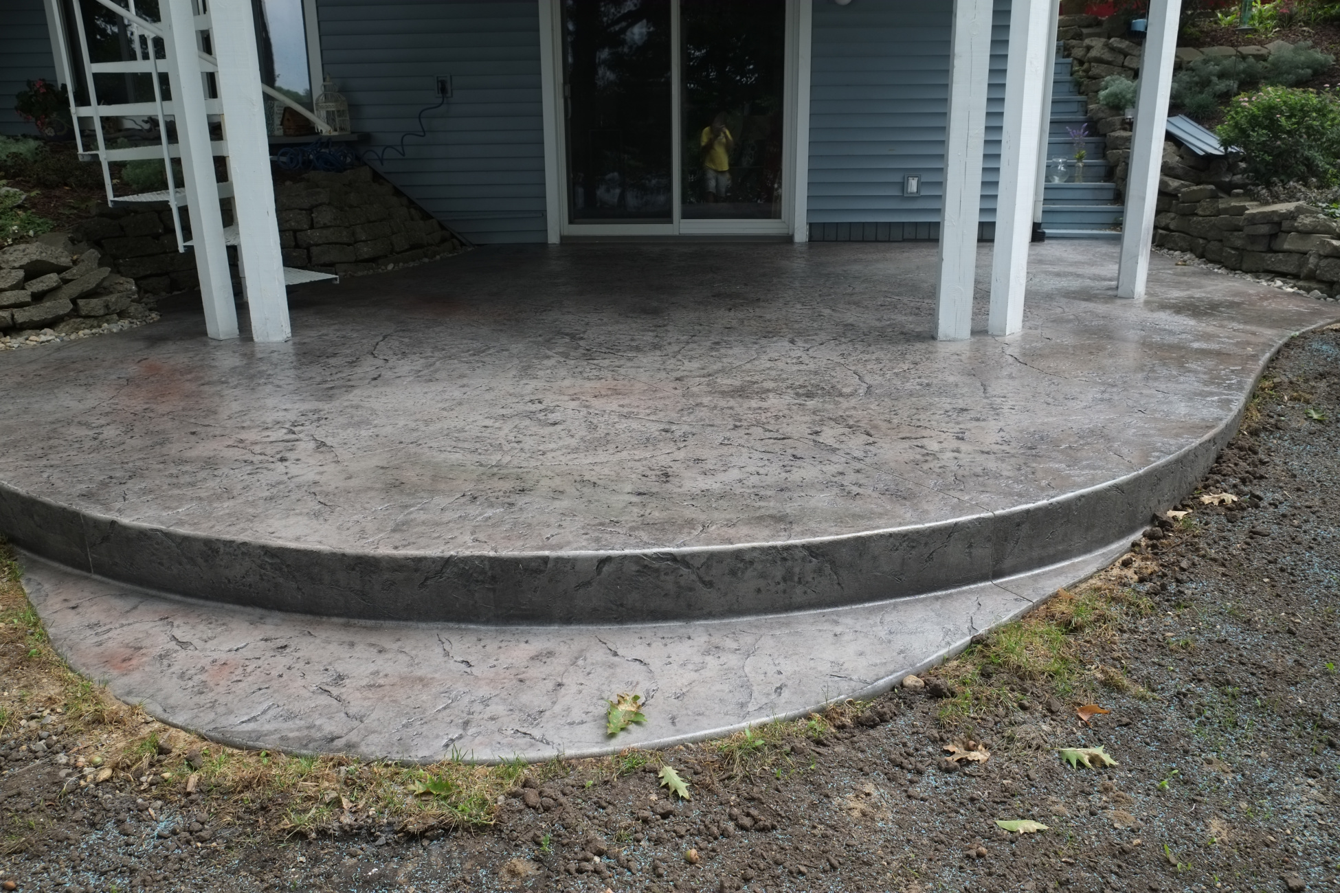 Heavy textured stamped concrete patio